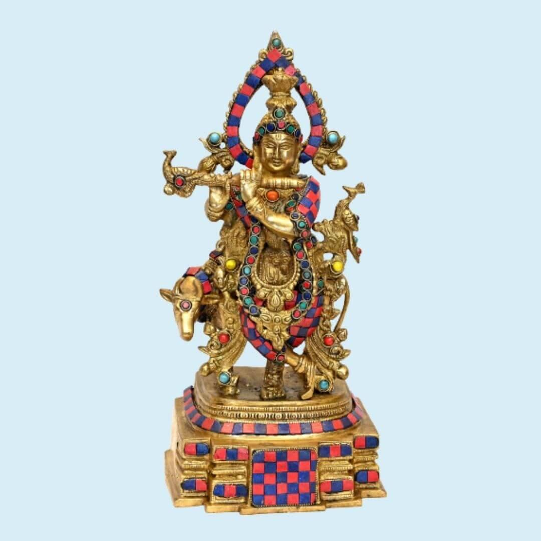 Brass Sarvapriya Krishna (H 15 Inches, Weight 5.5 Kg)