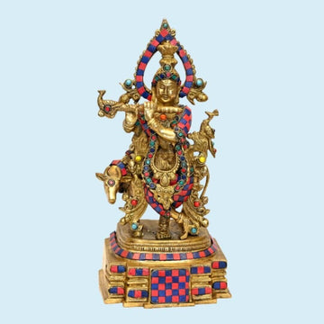 Brass Sarvapriya Krishna (H 15 Inches, Weight 5.5 Kg)