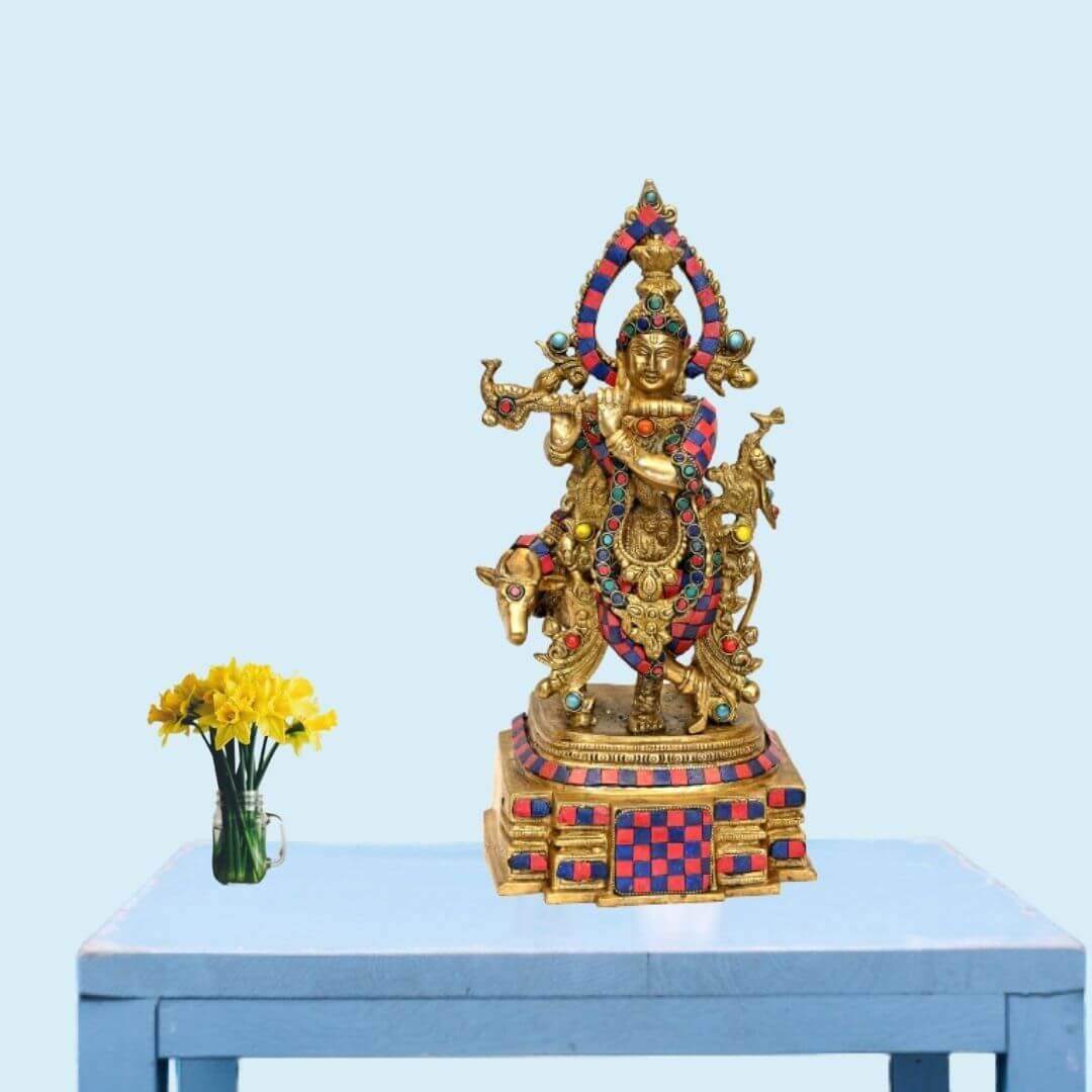 Brass Sarvapriya Krishna (H 15 Inches, Weight 5.5 Kg)