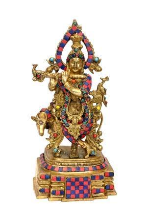 Brass Sarvapriya Krishna (H 15 Inches, Weight 5.5 Kg)