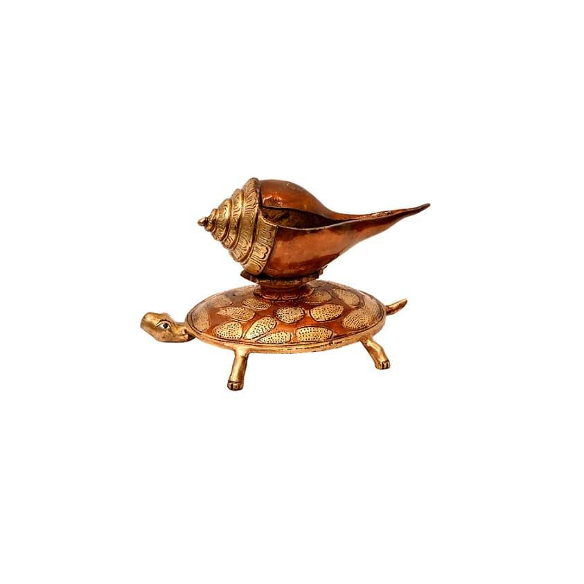 Brass Shell on Turtle (H 9 Inches, Weight 1.5 Kg)