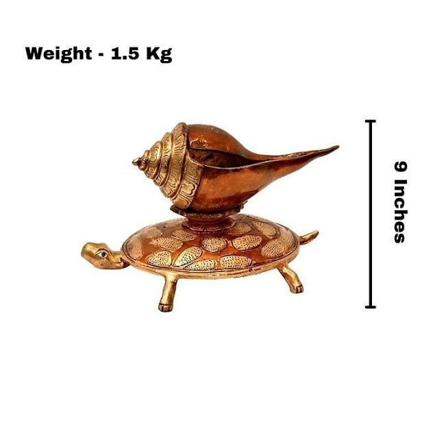 Brass Shell on Turtle (H 9 Inches, Weight 1.5 Kg)