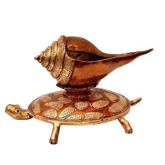 Brass Shell on Turtle (H 9 Inches, Weight 1.5 Kg)