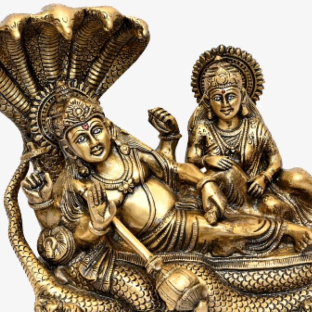 Brass Shesh Shaiya Lakshmi Vishnu (H 10 Inches, Weight 7 Kg)