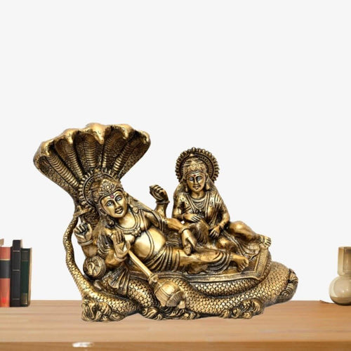 Brass Shesh Shaiya Lakshmi Vishnu (H 10 Inches, Weight 7 Kg)