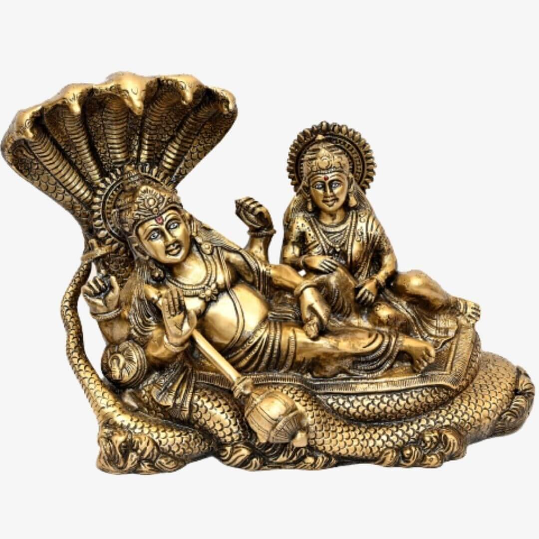 Brass Shesh Shaiya Lakshmi Vishnu (H 10 Inches, Weight 7 Kg)