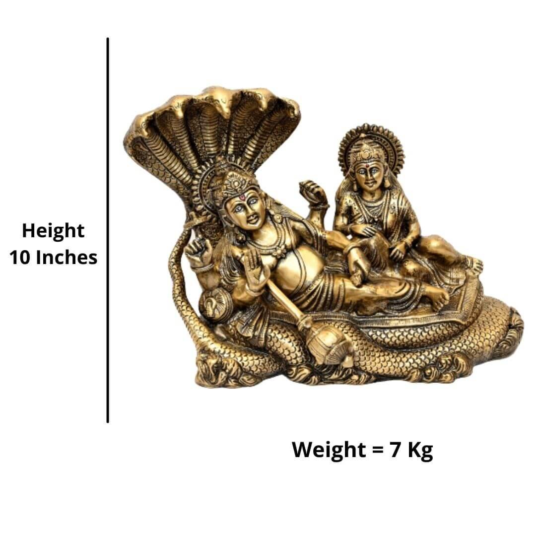 Brass Shesh Shaiya Lakshmi Vishnu (H 10 Inches, Weight 7 Kg)