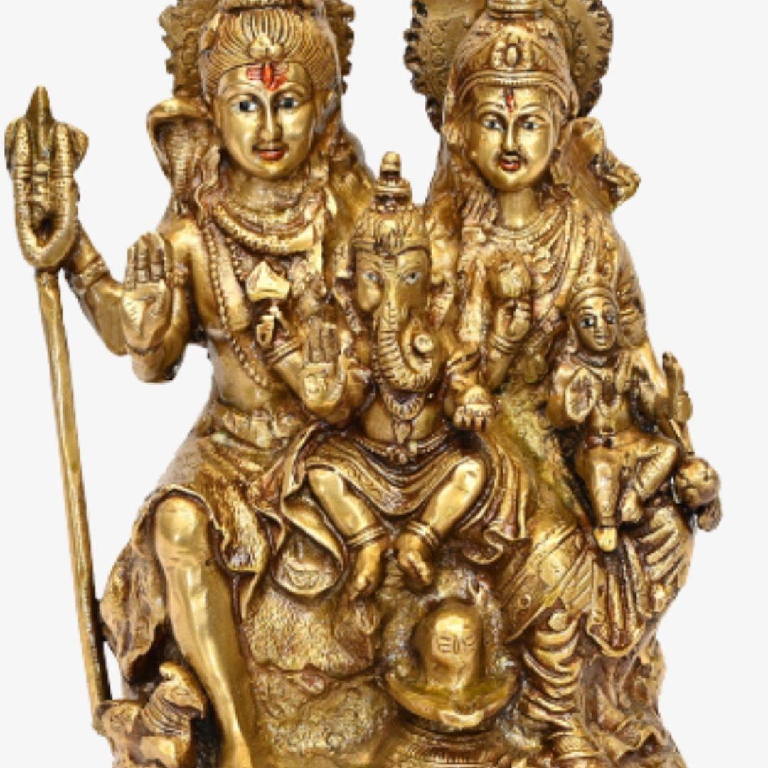 Brass Shiv Parivar (H 11 Inches, Weight 6 Kg)