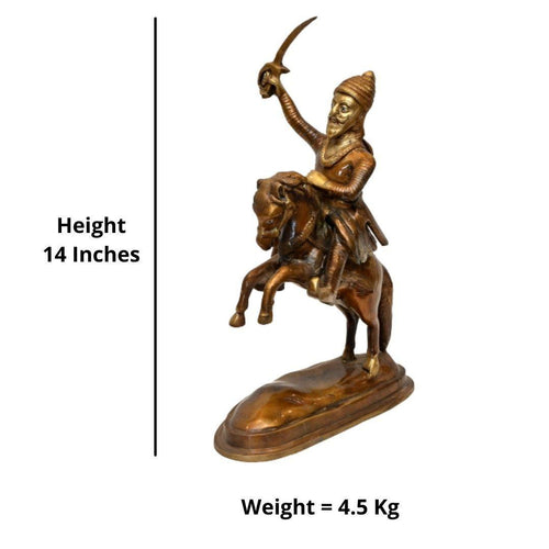 Brass Shivaji Maharaj (H 14 Inches, Weight 4.5 Kg)