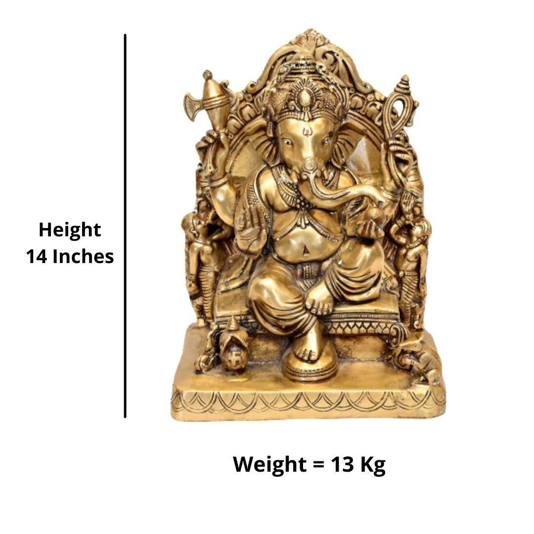 Brass Siddhidata Ganesha (H 14 Inches, Weight 13 Kg)