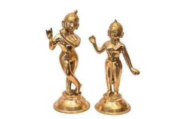 Brass Thakur Ji Radha Rani (H 12 & 14 Inches, Total Weight 9.2 Kg)