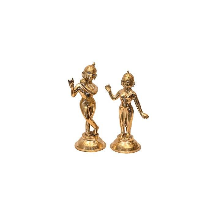 Brass Thakur Ji Radha Rani (H 12 & 14 Inches, Total Weight 9.2 Kg)