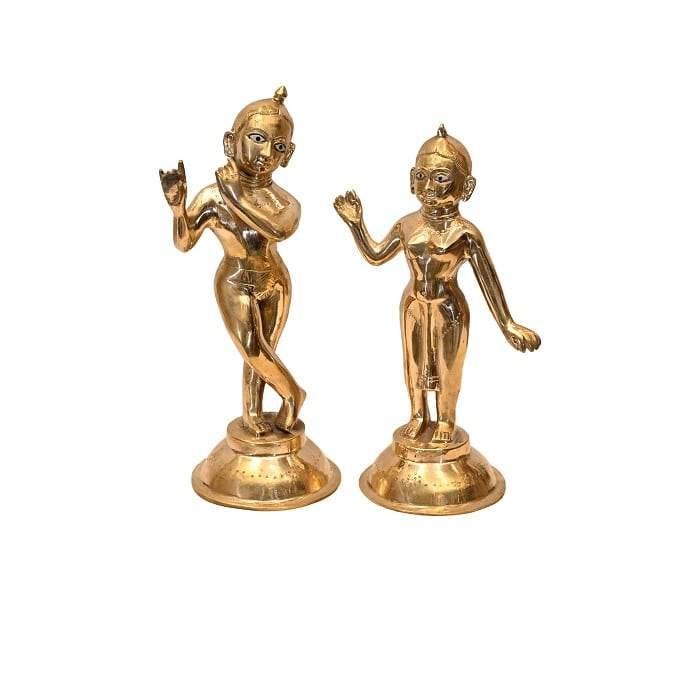 Brass Thakur Ji Radha Rani (H 12 & 14 Inches, Total Weight 9.2 Kg)