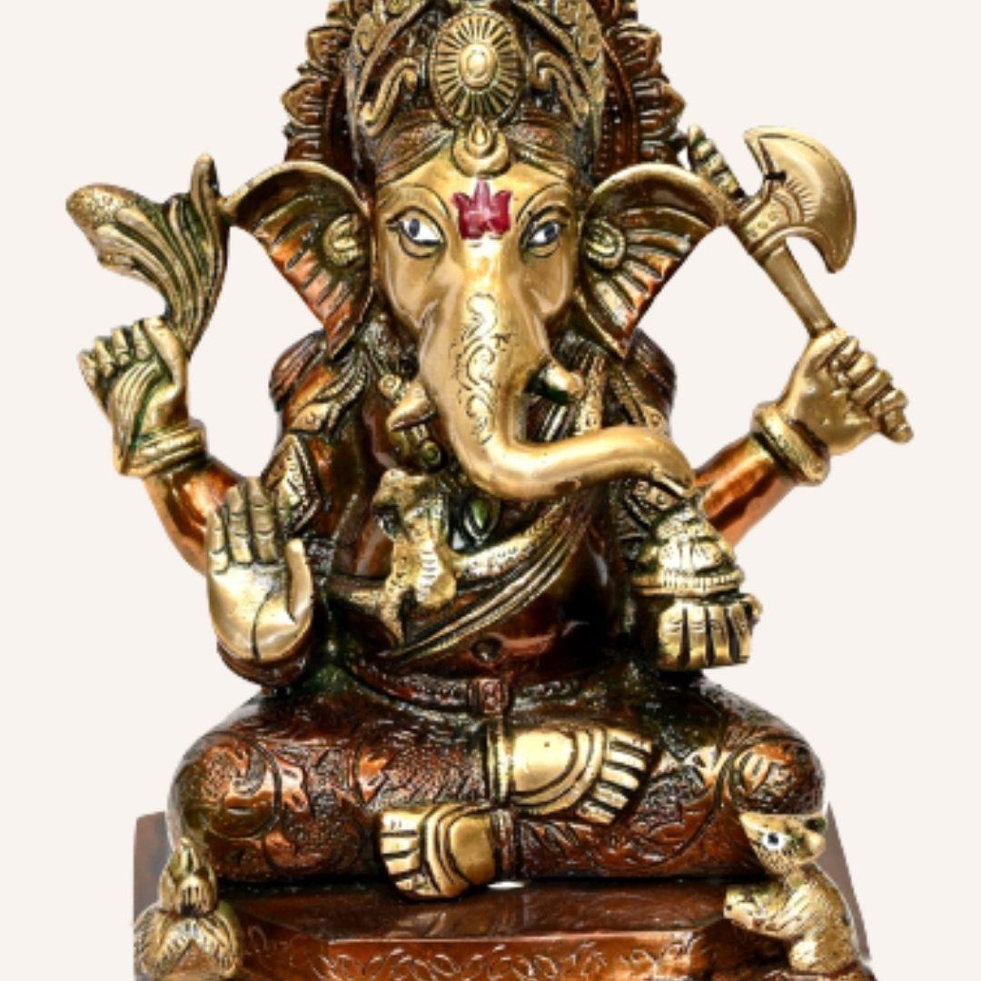 Brass Varadata Vinayaka (H 10.5 Inches, Weight 4 Kg)
