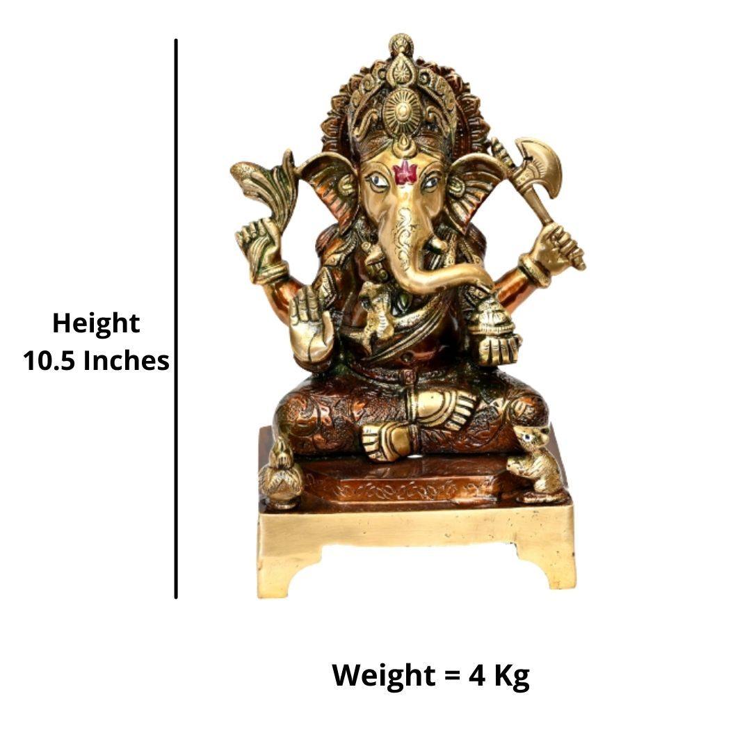 Brass Varadata Vinayaka (H 10.5 Inches, Weight 4 Kg)