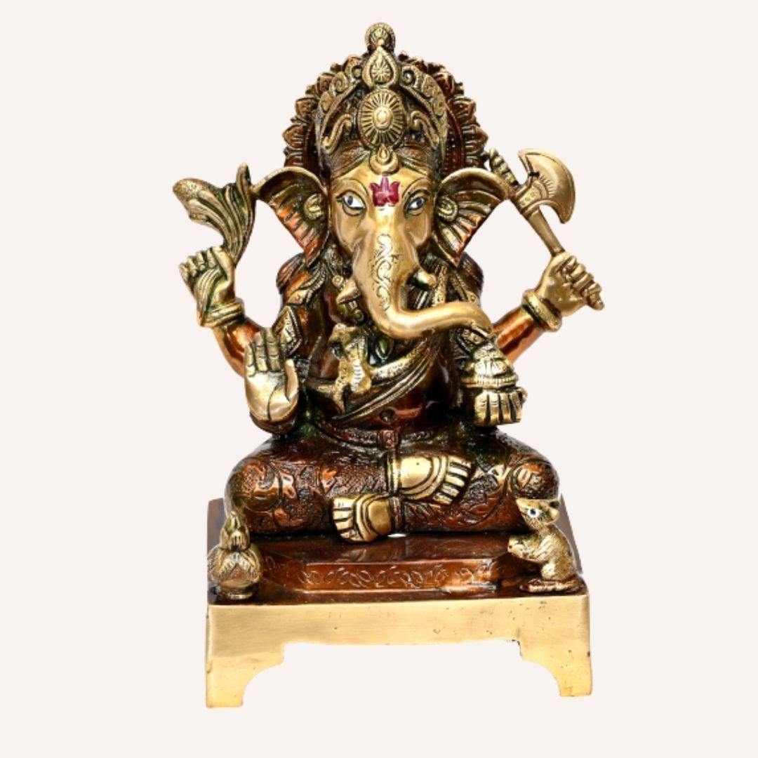 Brass Varadata Vinayaka (H 10.5 Inches, Weight 4 Kg)