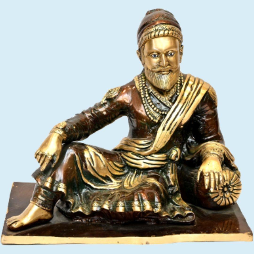 Brass Veer Shivaji Maharaj (H 13 Inches, Weight 12 Kg)