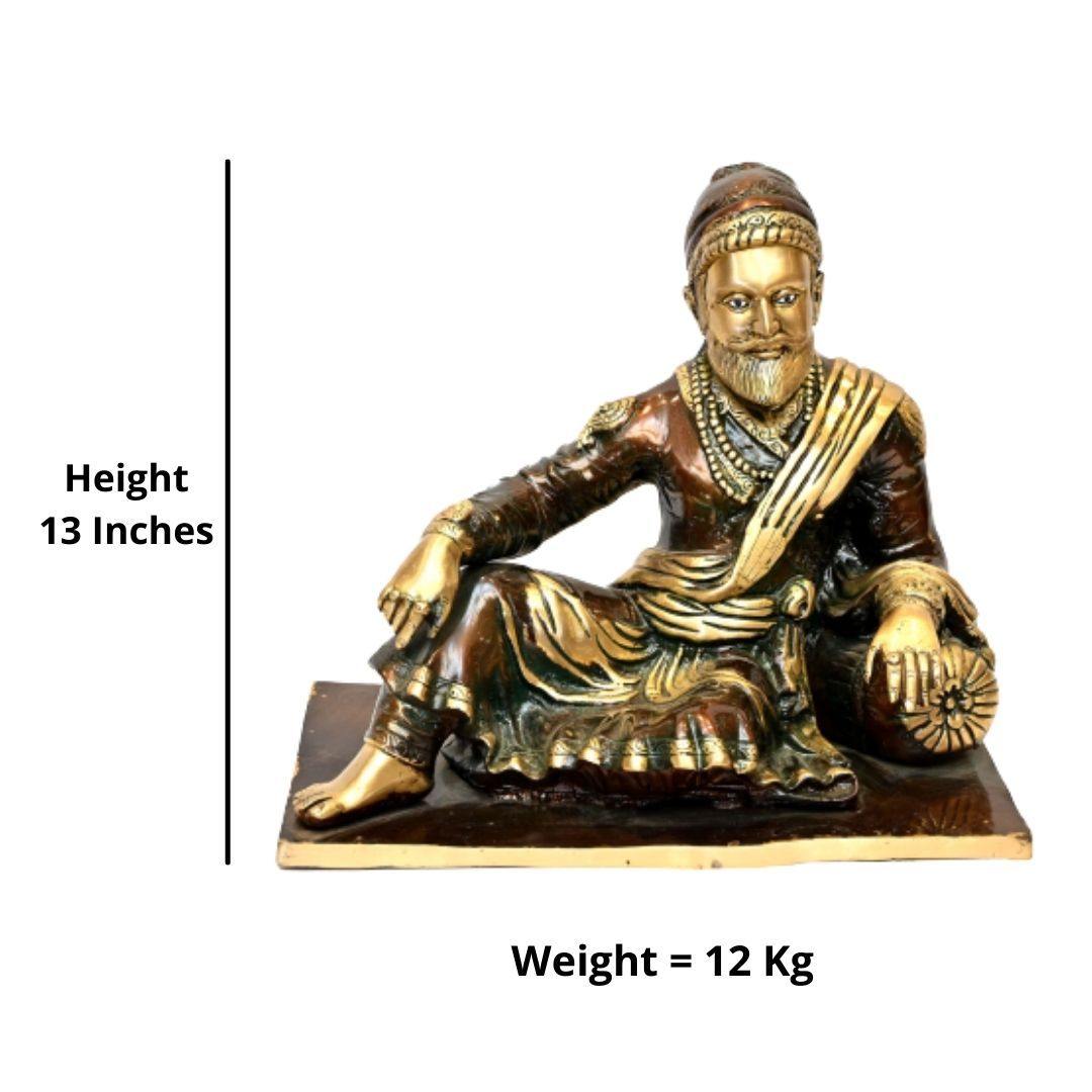Brass Veer Shivaji Maharaj (H 13 Inches, Weight 12 Kg)