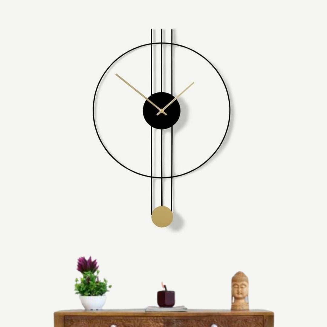 Bumper Sale Black Gold Fixed Pendulam wall Clock (24 x 30 Inches)