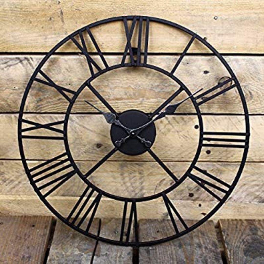 Bumper Sale Designer Metallic Black Roman Clock (Dia 24 inches)