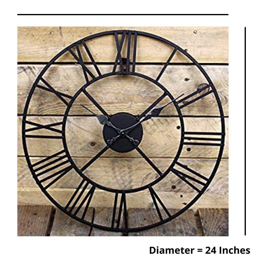 Bumper Sale Designer Metallic Black Roman Clock (Dia 24 inches)