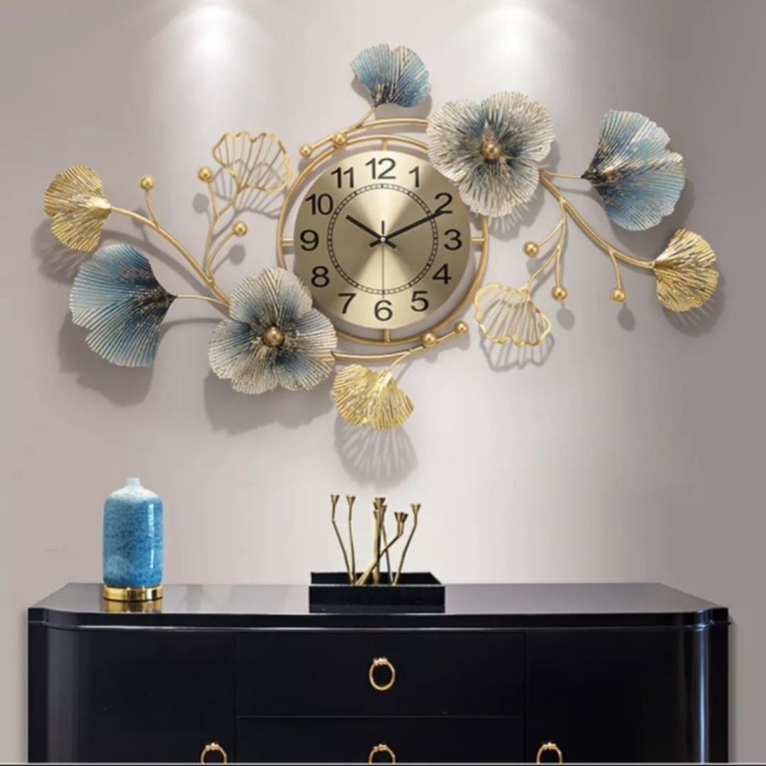 Bumper Sale Metalkart special flowery premium wall clock cum wall design (48 x 24 Inches)