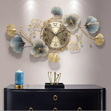 Bumper Sale Metalkart special flowery premium wall clock cum wall design (48 x 24 Inches)