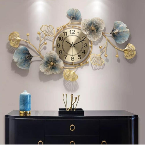Bumper Sale Metalkart special flowery premium wall clock cum wall design (48 x 24 Inches)