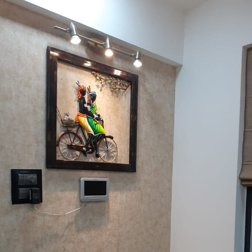 Bumper Sale Metallic Wall Art Cycle Savari Village Life (24 * 24 Inches)