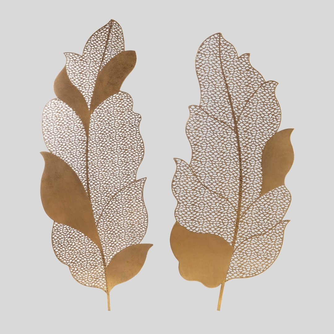 Bumper Sale Metallic Zaleedar Two leaves wall art (36", 30")