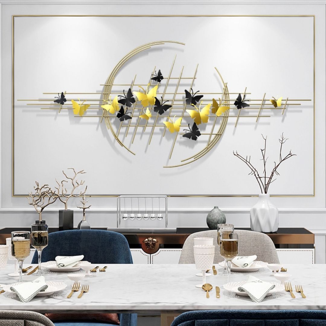 Butterfly Net Circular Metal Wall Art (48 x 24 Inches)