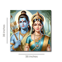 Thumbnail for Celestial Couple: Lord Rama and Sita Ji's Timeless Togetherness (36 x 36 Inches)