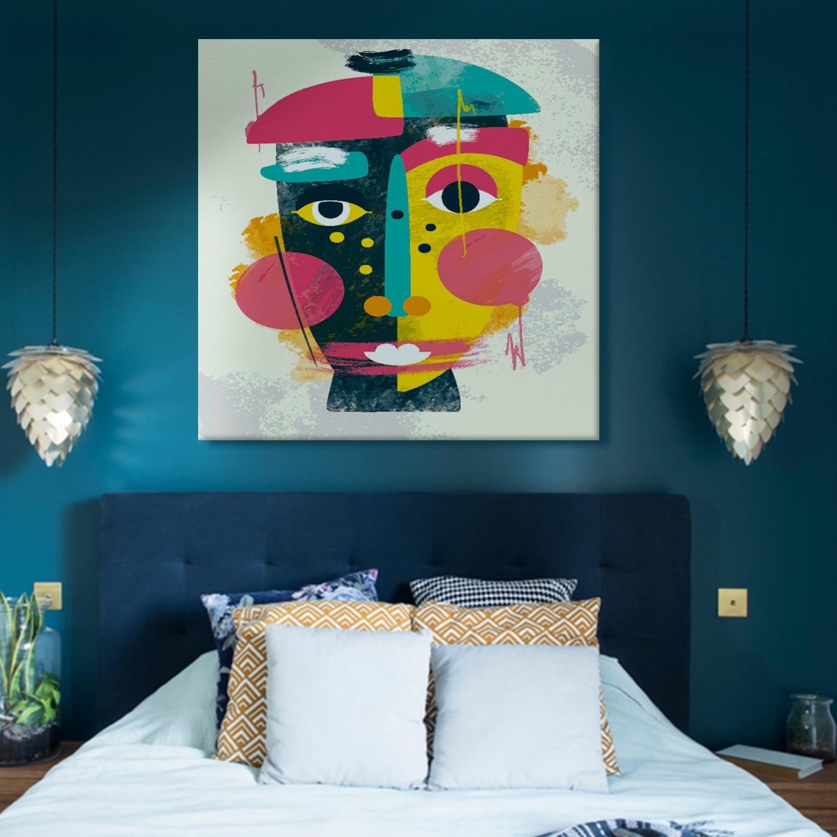 Celestial Swirl Boho Canvas Wall Painting (36 x 36 Inches)