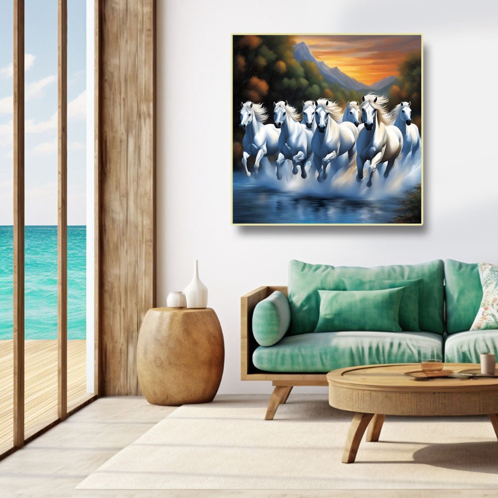 Chasing Daybreak: Running Horses Wall Art (36 x 36 Inches)