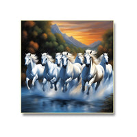 Thumbnail for Chasing Daybreak: Running Horses Wall Art (36 x 36 Inches)
