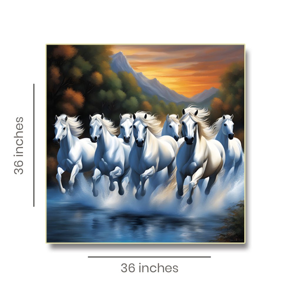 Chasing Daybreak: Running Horses Wall Art (36 x 36 Inches)