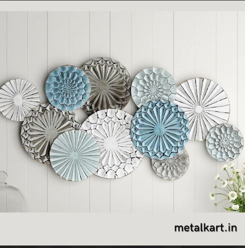 Chromatic Circles Metallic Wall Decor with Cool and Warm Tones (48 x 24 Inches)