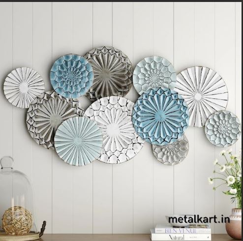 Chromatic Circles Metallic Wall Decor with Cool and Warm Tones (48 x 24 Inches)