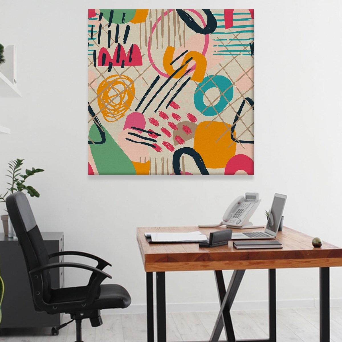 Chromatic Visage Boho Canvas Wall Painting (36 x 36 Inches)