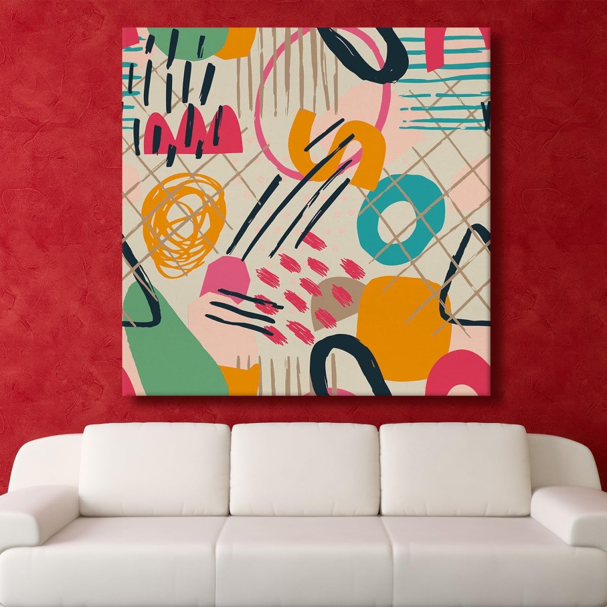 Chromatic Visage Boho Canvas Wall Painting (36 x 36 Inches)