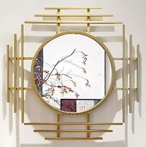 Circular mirror in Metallic Tribar Frame (24 Inches)