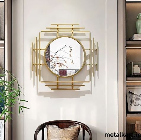 Circular mirror in Metallic Tribar Frame (24 Inches)