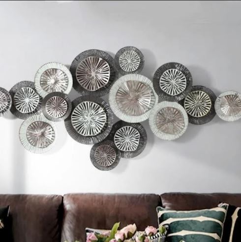 Circular Orbit 15 Circular Plates Metallic Wall Accent (48 x 24 Inches)