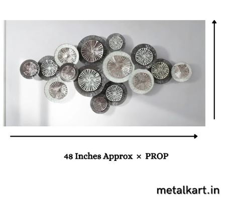 Circular Orbit 15 Circular Plates Metallic Wall Accent (48 x 24 Inches)
