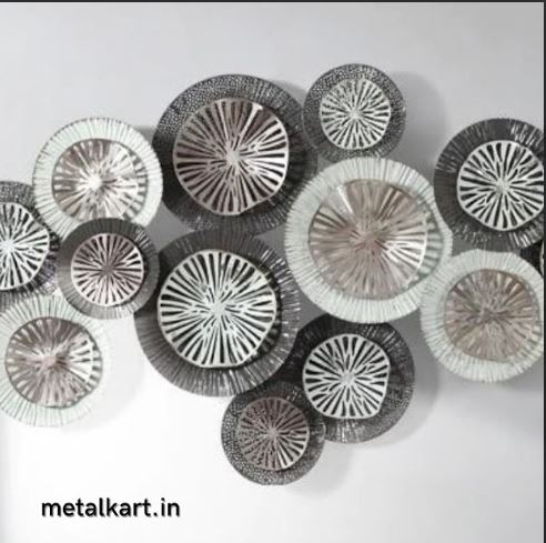Circular Orbit 15 Circular Plates Metallic Wall Accent (48 x 24 Inches)