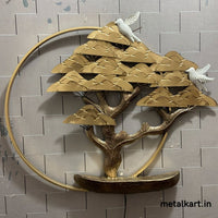Thumbnail for Circular Wall design of Mountain tree with birds (38 x 32 Inches)