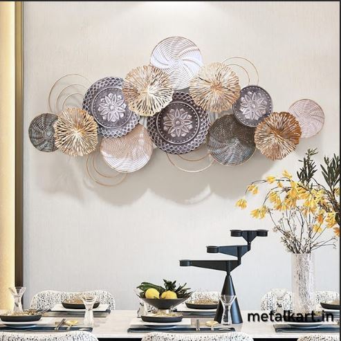 Colorful Kaleidoscope Metallic Wall Art with 12 Multisized Circles of Hues and Tones (48 x 24 Inches)
