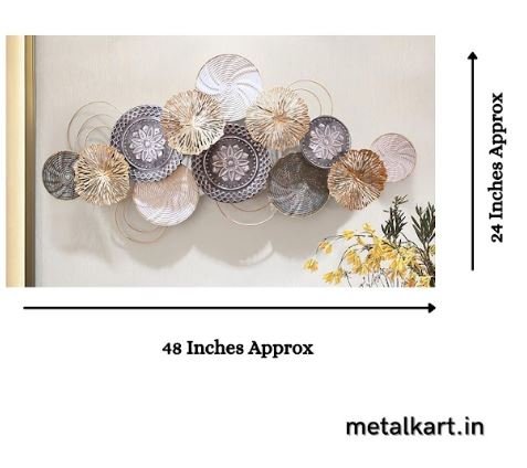 Colorful Kaleidoscope Metallic Wall Art with 12 Multisized Circles of Hues and Tones (48 x 24 Inches)