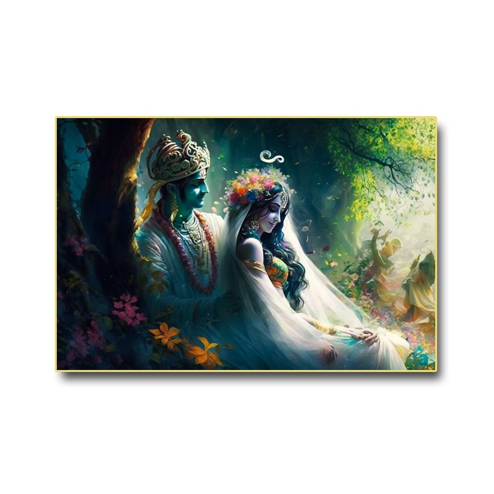 Compassionate Radha Krishna Wall Painting on Canvas (36 x 24 Inches)