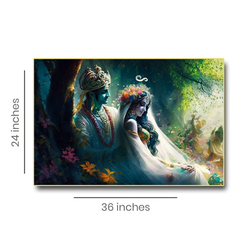 Compassionate Radha Krishna Wall Painting on Canvas (36 x 24 Inches)